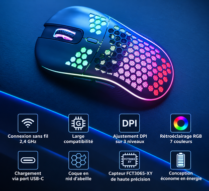 Souris Gaming Sans Fil RGB